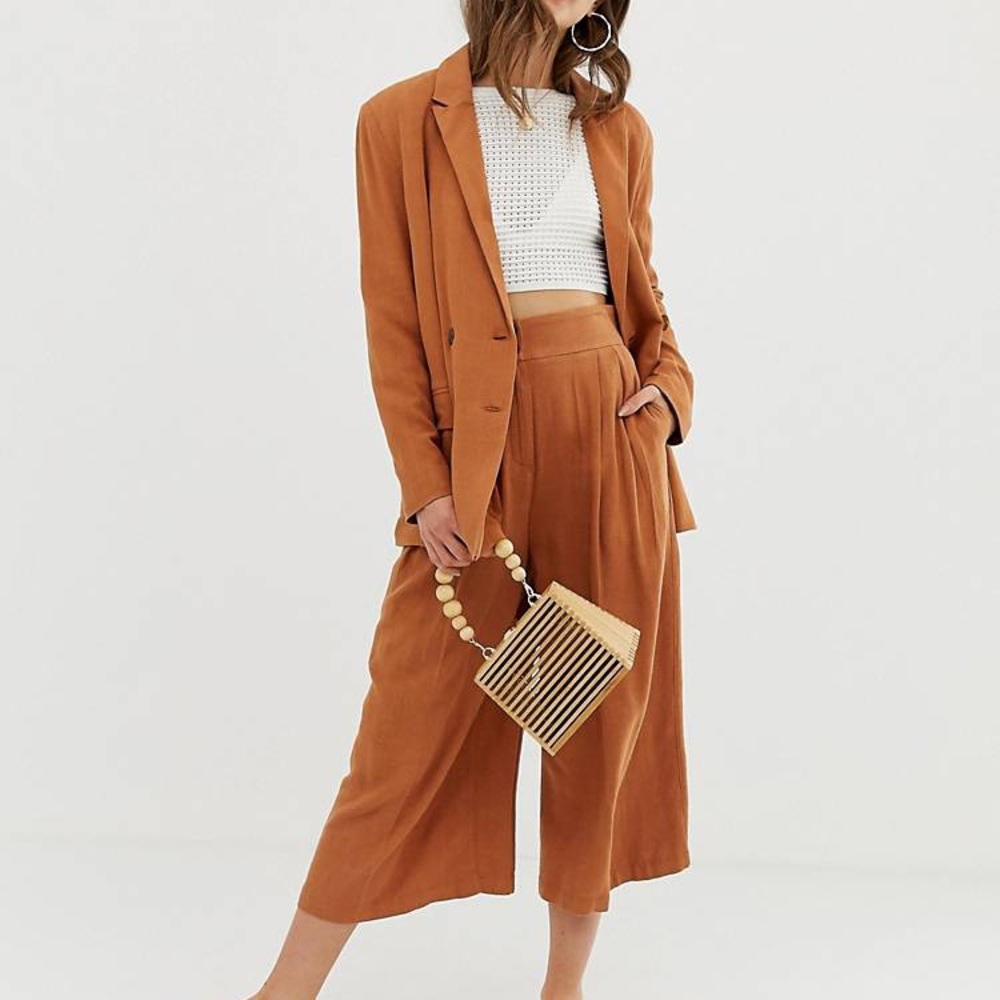 ASOS DESIGN Gutsy Oversized Linen Blazer Size 12
